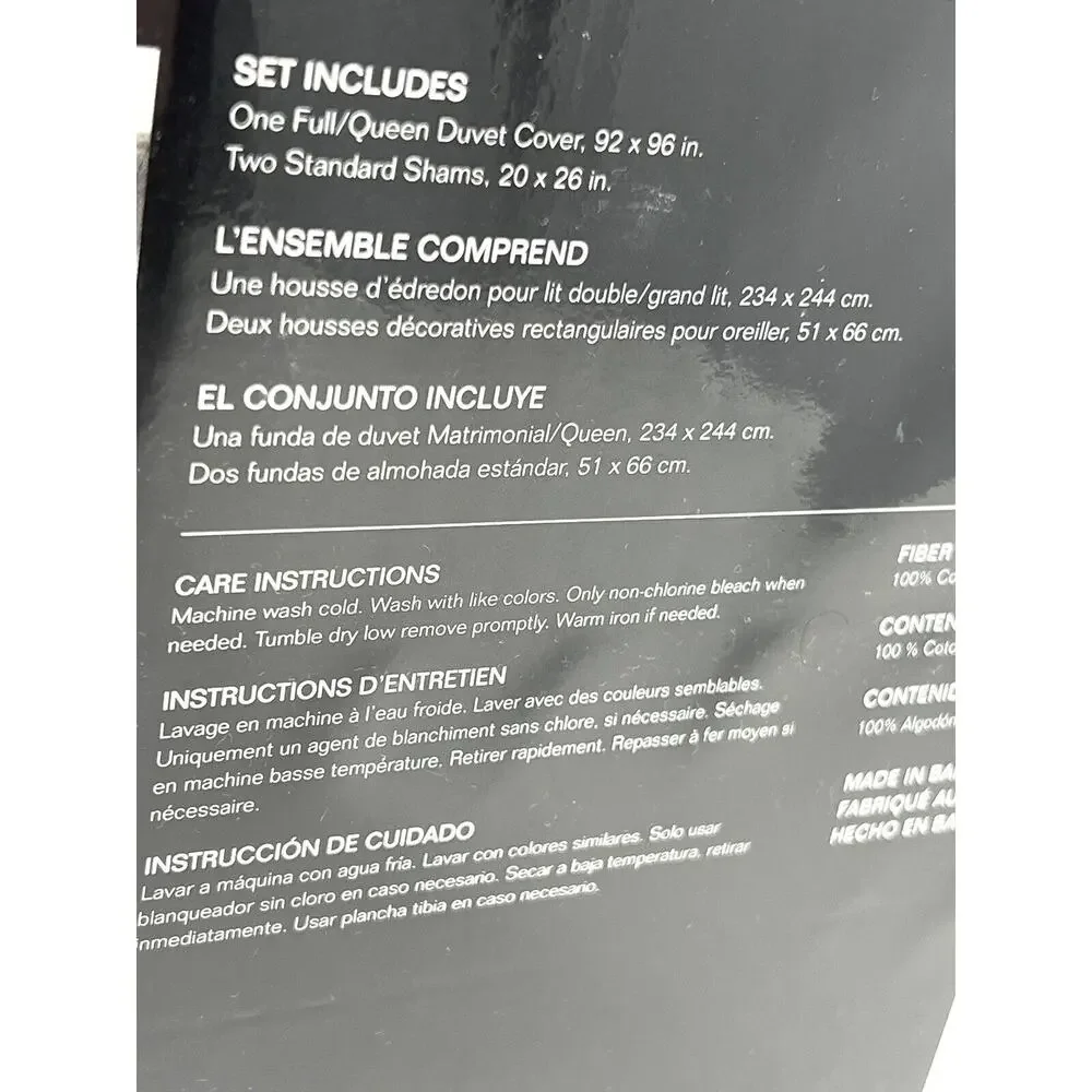 Ralph Lauren Austin Diamond Full/Queen Duvet Cover Set 2 Shams Grey Blue NIP